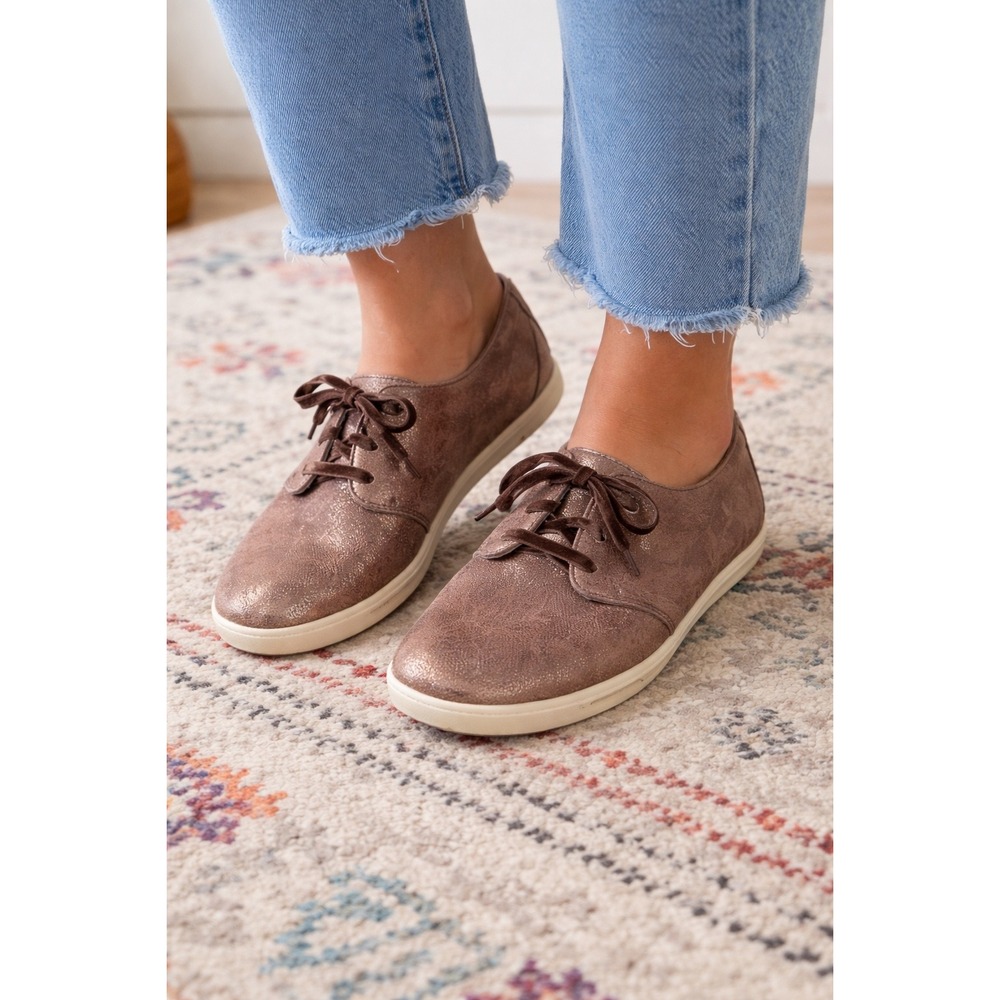 Vionic Palermo Rose Gold Metallic Lace Up Sneakers Orthaheel Womens 9.5